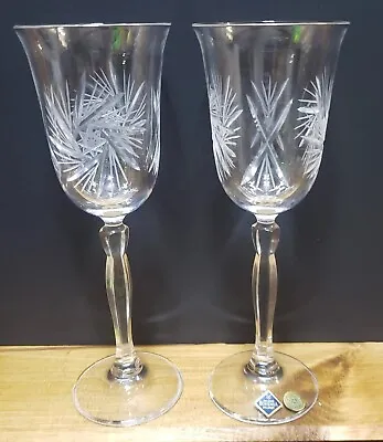 Buy Imported Czech Hand Cut 24% PbO Crystal Bohemia Sklarny Wine Glasses Set Of 2  • 18.94£