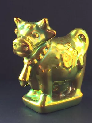 Buy Zsolnay Pecs - Hungarian - Eosin Lustre Glaze Stylised Whimsical  Cow With Bell • 45£
