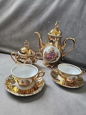Buy Vintage 1940’s Bondware Fine China 11 Piece Gold Plated Tea Espresso Coffee Set • 10£