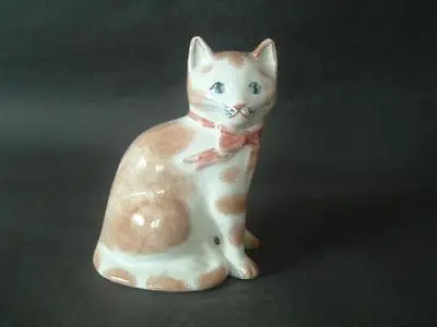 Buy Rye Pottery Spongeware Cat Figurine In Classic Marmalade Colourway - 2003 • 24.99£
