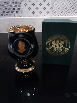 Buy Queen Mother 80th Birthday Goblet By Prinknash Pottery - Black And Gold Boxed • 6.99£
