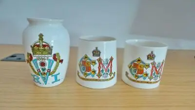 Buy BH691: Crested China Ware - W.H.Goss - Beloved Queen & George V Crowning X 3 • 9£