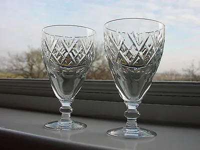 Buy Webb Corbett/Royal Doulton Cut Glass  Georgian  Pattern Wine Glass X 2 • 20£