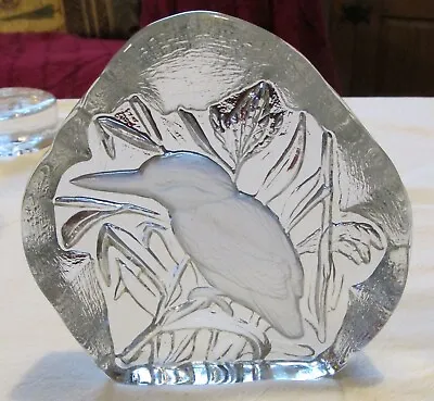 Buy Paperweight Glass Kingfisher Bird  Mats Jonasson Sweden • 9.99£