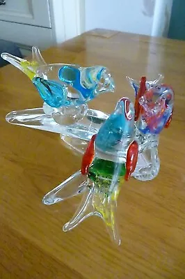 Buy Vintage Murano Art Glass Three Birds On A Branch Figurine Ornament 11.5 X 15 Cm • 295£