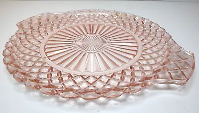 Buy 40s VINTAGE Cranberry Pressed Glass Cake Plate Dish Rose Pink Carnival Glassware • 18.05£