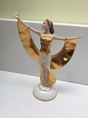 Buy Franklin Mint Figure Sunrise In Gold Art Deco Style - Porcelain Figure - Damaged • 29.95£