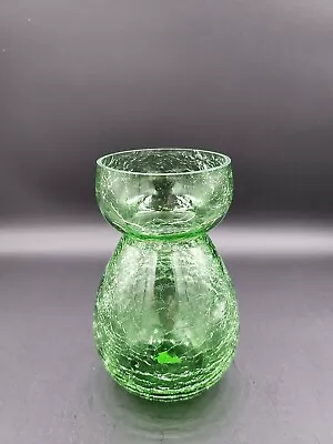 Buy Vintage Green Crackle Glass Bulb Forcing Vase 6  Tall • 12.38£