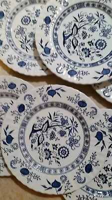 Buy Vintage J&G Meakin Dinner Plate Dish Blue Nordic 10” English Ironstone Set 6 • 37.98£