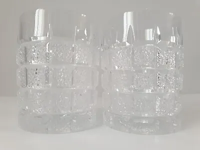 Buy 2 X Vintage Crystal Whiskey Tumbler Glasses Textured Pattern • 17.99£