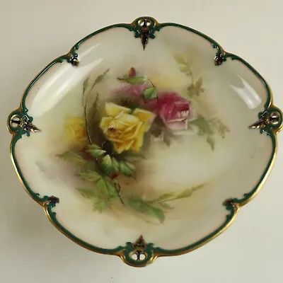 Buy James Hadleys Worcester Hand Painted Rose Comport Tazza Stand Antique 1902-5 • 240£