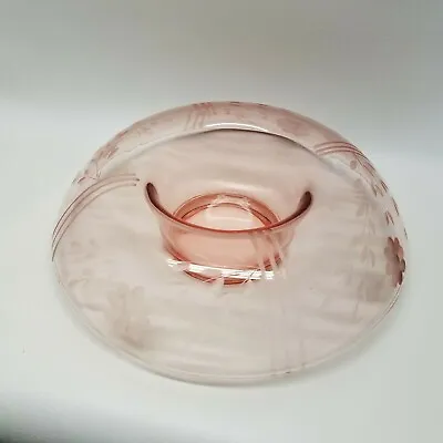 Buy Beautiful, Pink Depression, ROLLED EDGE CONSOLE BOWL, Floral Etched • 18.96£