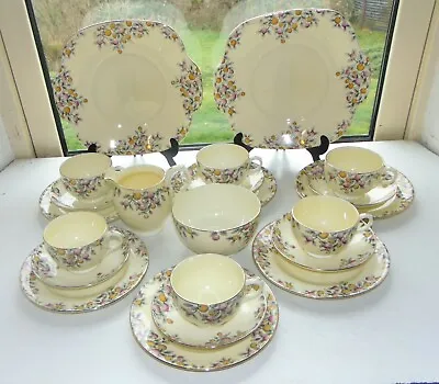Buy Crown Staffordshire  22 PC Teaset F15504 Coloured Berries 6 X Cups Saucers Plate • 55£