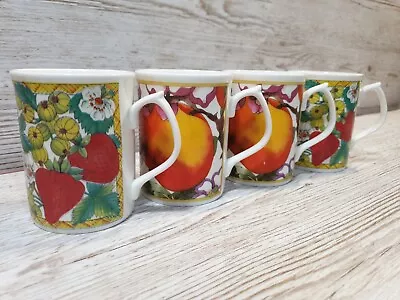 Buy Set Of 4 Vintage Duchess Bone China Mugs Cups. Fruit Design. • 19.99£