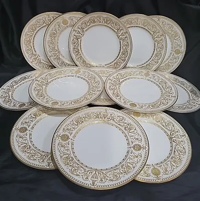 Buy 13 Royal Worcester Hyde Park Bread Butter Plates 6  Mint Heavy Gold Encrusted  • 123.33£