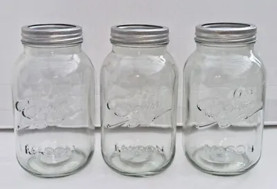 Buy 3 X Eerin Mason Jars Screw Top Storage Kitchen Arts Crafts - 1000ml - Silver Lid • 10.99£
