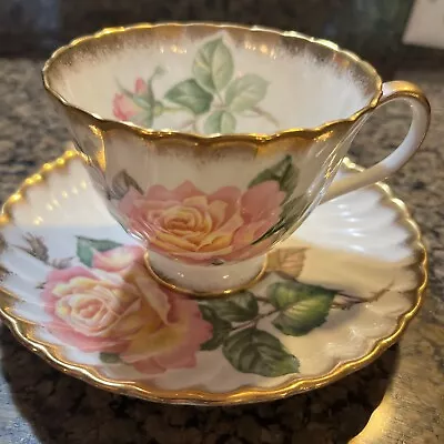Buy Adderley England Fine Bone China Rose Tea Cup Saucer Set Vintage ''PEACE'' • 14.23£