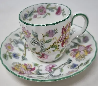 Buy Minton Haddon Hall  Green Rimmed Small Cup And Saucer • 11.99£
