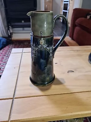 Buy Royal Doulton Stoneware Jug In Green. Tall, Slim. Excellent Cond, Stamped 7979 • 10£