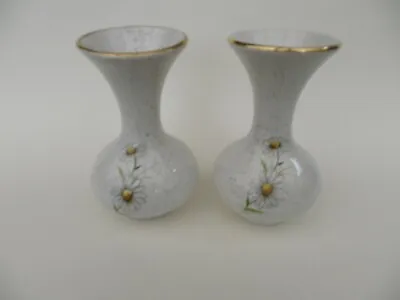 Buy A Pair Of Daisy Pattern Vases By Kernewek Pottery Goonhavern Cornwall, 5  Tall. • 9.99£