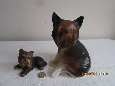 Buy YORKSHIRE TERRIER  DOGS X  2  CHINA  ORNAMENTS     See Des. • 3.99£