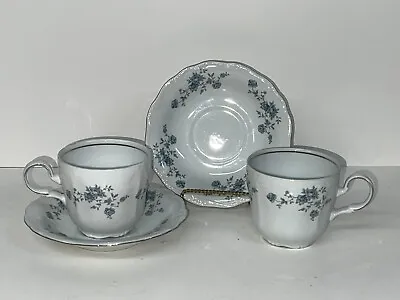 Buy Vintage Johann Haviland TRADITIONS Blue Garland Fine China Footed Cups Saucers • 9.56£