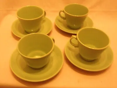 Buy VINTAGE PROBABLY 1940/50s WOOD'S WARE BERYL GREEN FOUR CUPS & SAUCERS. • 10£