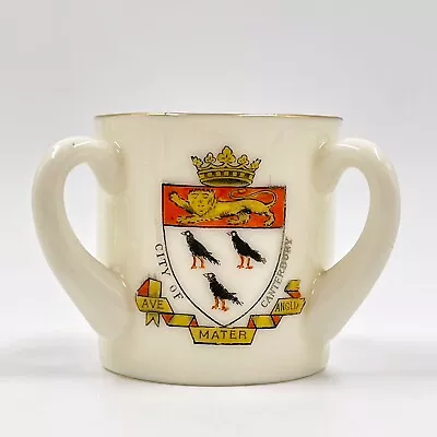 Buy Vintage Grafton Crested China - 3 Handled Loving Cup - City Of Canterbury Crest • 8£