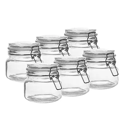 Buy Clip Top Jar 500ml - Set Of 6 Mason Jars Airtight Glass Storage & Labels | M&W • 15.99£