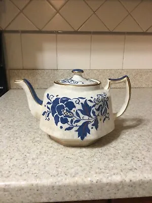 Buy Vintage Charlotte Rhead Bursley Ware Blue W/  Gold Trim Teapot England Carnation • 22.77£