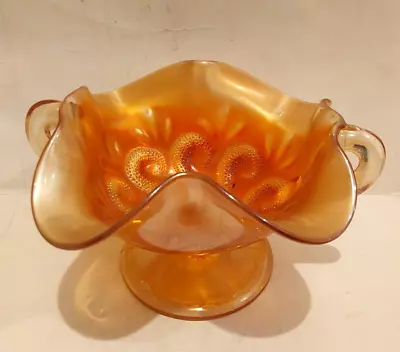 Buy Lovely Vintage Carnival Glass Footed 2 Handled Dish • 4£