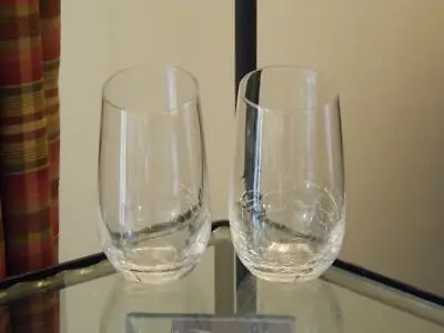 Buy 2 Pier 1 Crackle Glass Slanted Angled Rim Glasses Tumblers Highball 6  Tall 16oz • 31.13£