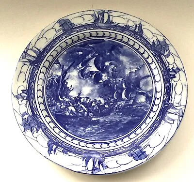 Buy Antique 1910 Royal Doulton Blue & White “spanish Armada” Plate • 22£