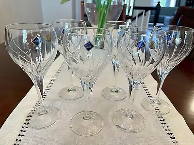Buy 6 New Crystal Wine Glasses, By Bohemia Jihlavske Sklarny-Prague, Czech Republic • 52.18£