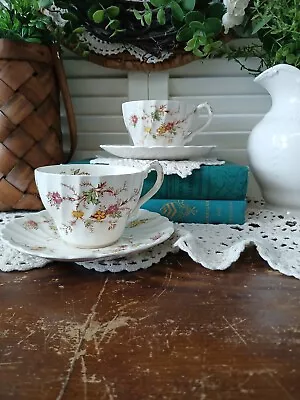 Buy Vintage Heritage By Myott England Staffordshire Floral Teacup & Saucer Set Of 2 • 13.23£