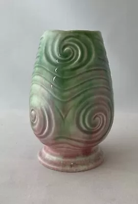 Buy Vintage Sylvac Small Swirl Vase 675 Green And Pink Glaze Excellent Condition • 4.50£