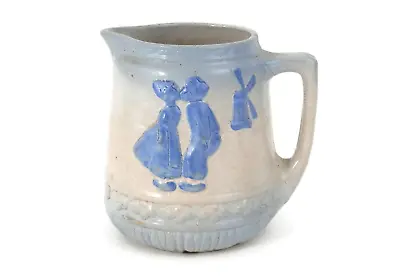 Buy Old Salt Glaze Pitcher Kissing Dutch Children & Windmills  American Art Pottery • 76.14£