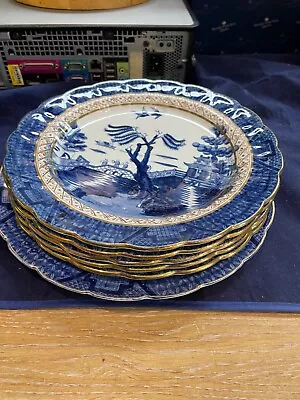 Buy Booths Real Old Willow 1 X 10  Dinner Plates & 5 X 9.25  Dessert Plates VGC • 35£