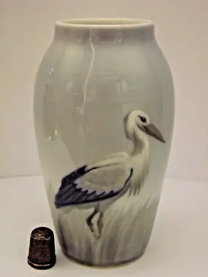 Buy Vintage Royal Copenhagen Danish Porcelain Vase Decorated With A Stork Or Crane • 38.99£