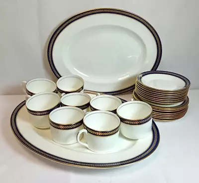 Buy COALPORT 'Blue Wheat' 2 X Serving Platter With 8 X Side Plates, Cups & Saucers • 19.99£