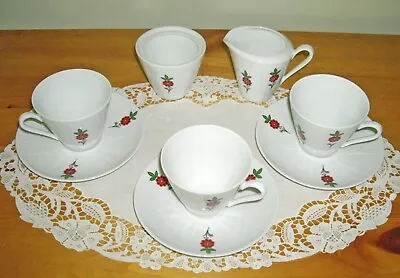 Buy Vintage Wissterling Rosaiu Bavaria  3 Teacups & Saucers, Sugar Bowl Creamer Set • 10.57£