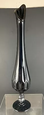 Buy MCM Fenton Amethyst Black Art Glass Stretch Swung 12” Vase Honeycomb Thumb Print • 57.62£
