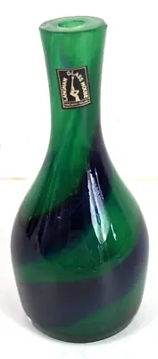 Buy Langham Glass - Green / Black Striped Bud Vase • 12.99£