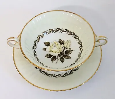 Buy Melanie Rose Footed Cream Soup Bowl & Saucer Set By Paragon Yellow Bone China  • 43.43£