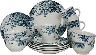 Buy Plate Set Stoneware Gift, Hight Quality, Artesian Paint  Blue And White 16 Piece • 113.80£
