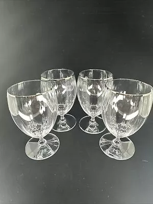Buy Four Royal Doulton Dawn Platinum Iced Tea Glasses Optic Silver Rim Water Goblet • 67.24£