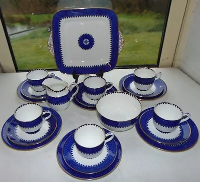Buy Antique Wedgwood China Lynn Pattern X7608 21 PC Cups Saucers Plates C1910 Blue • 68£