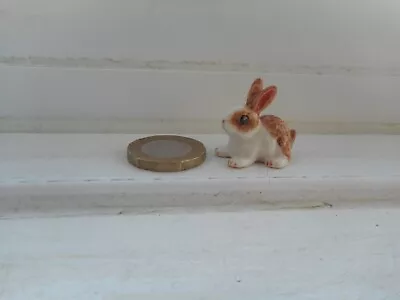 Buy Rabbit - Pottery Beautiful Tiny Miniature - Sitting Up,  Brown & White Rabbit • 3.50£