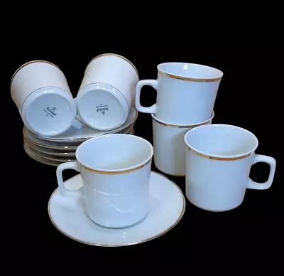 Buy Thomas Medallion Cups And Saucers X6 Germany Vintage White Gold Edge • 18.60£