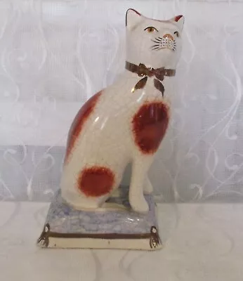 Buy Vintage Staffordshire Kent Rust And White Cat On Cushion  19cm • 24.99£